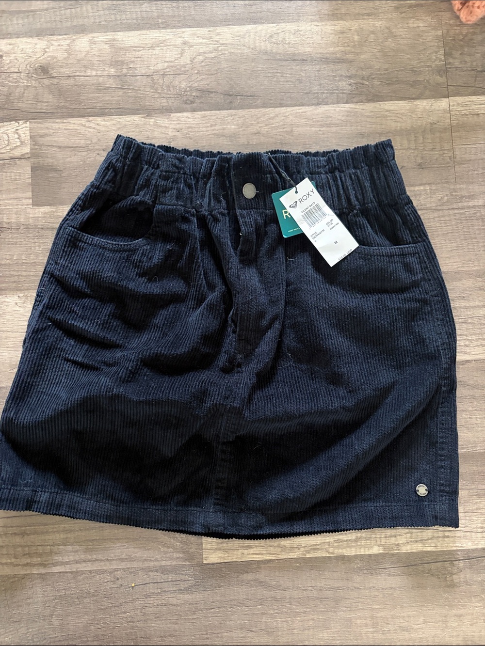 Roxy Black Corduroy Elastic Waist Mini Skirt